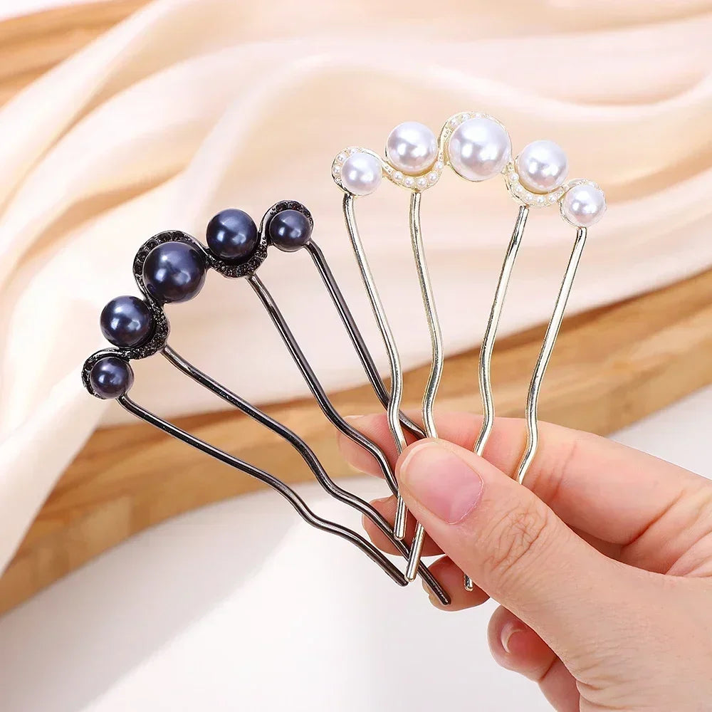 Pearl Hair Fork Clip Women Girls Hair Pin Combs Messy Bun Hairpins Clip Side Combs Updo Sticks Hair Accessories Gifts Grace