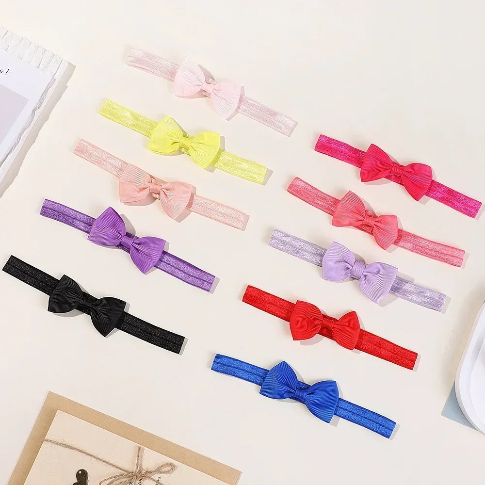 1pcs Baby Bows Head Band Elastic Ribbon Hair Band Infant Headwear Solid Color Headband Babe Casual Head Accessories Wholesale