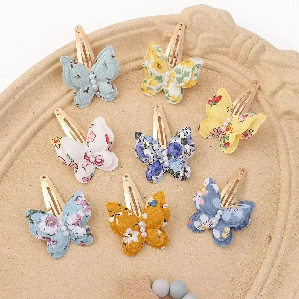 40 Style Butterfly Hair Clips Print Alloy Hairpin Simulated Pearl Bow Hair Clip Kids Hairbangs Diy Korean Accessories Wholesale