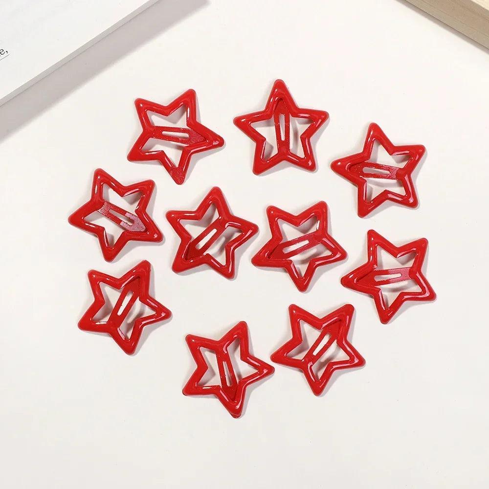 10/20pcs Women's Red Five-pointed Star BB Hairpin Bangs Clip Headdress Candy Color Baby Girls Toddlers Hair Accessories