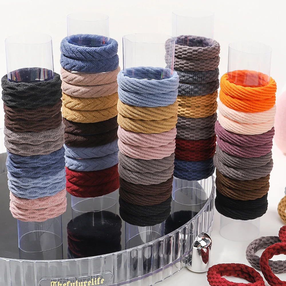 12PCS New Fashion Boutique Simple Thicken Ponytail Holders Rubber Band Elastic Hair Bands Women Girls Hair Accessories Headwear